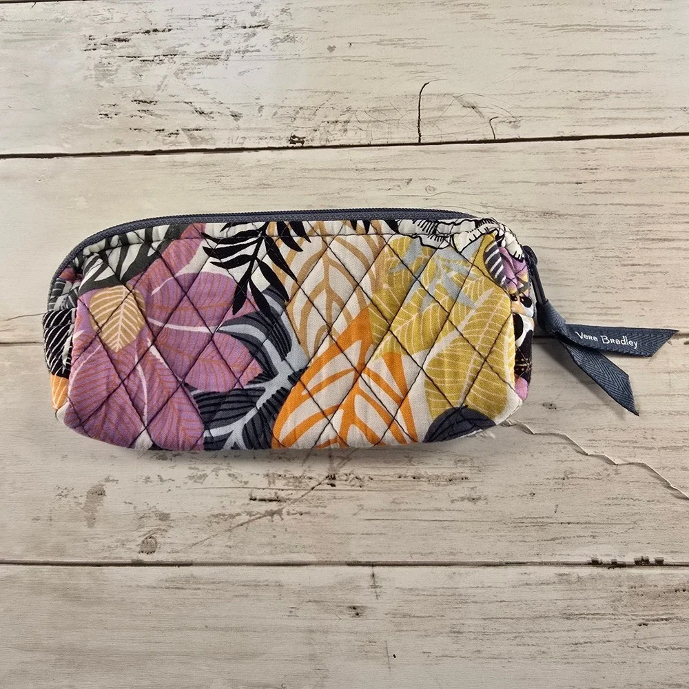 Vera Bradley Quilted‎ Cotton Cosmetic Bag Tropical Floral Toiletry Pouch Purple